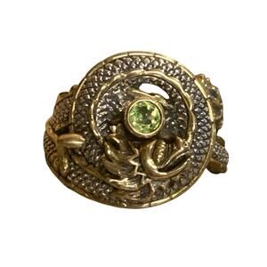 Echo of a Dreamer Dragon Ring Size 9 Sterling Silver, Bronze and Peridot